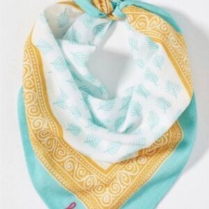Anthropologie BE KIND sweet sentiments Elegant Teal and Gold BANDANA